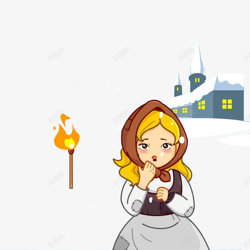 卖火柴的小女孩png免抠素材_新图网 https://ixintu.com 卖火柴的小女孩 安徒生 安徒生童话 教育 矢量插画