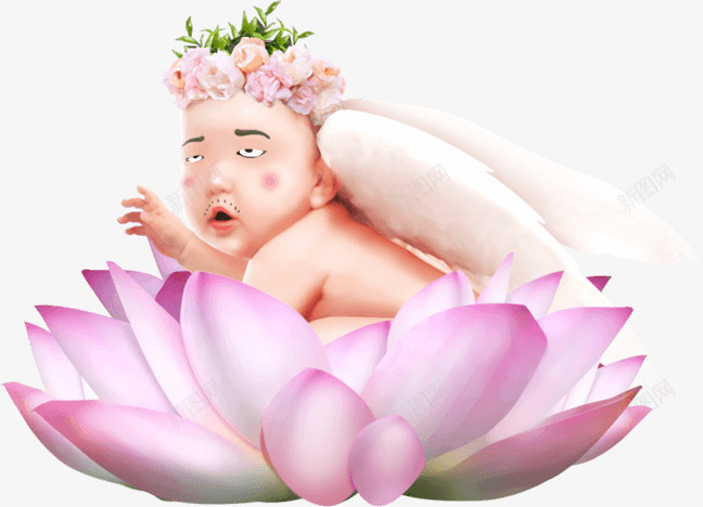 创意卡通可爱的小孩子莲花png免抠素材_新图网 https://ixintu.com 创意 卡通 可爱 小孩子 莲花