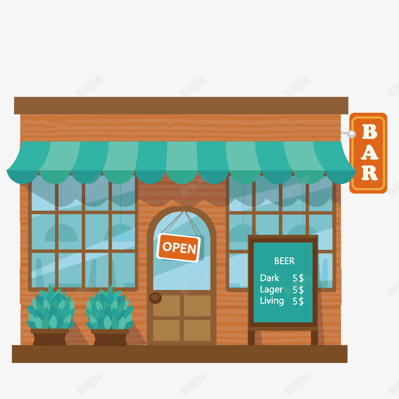 卡通小酒馆png免抠素材_新图网 https://ixintu.com 卡通房屋 商业空间 商业街 店铺效果图 店铺装修 店面插画 建筑插画 矢量店铺 街边店铺 门店形象设计 门店设计