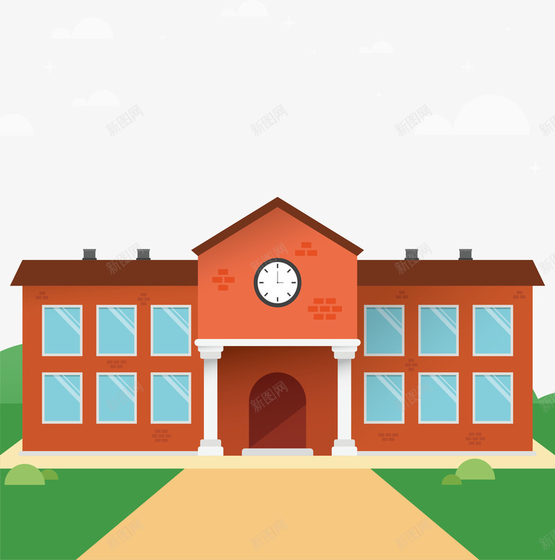 红色的教学楼png免抠素材_新图网 https://ixintu.com 一栋教学楼 学校 开学季 教学楼 矢量png 红色学校 红色教学楼