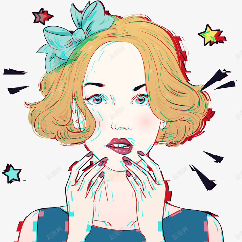 手绘抖音风格时尚女人插画psd免抠素材_新图网 https://ixintu.com logo 人物插画 女人 手绘插画 抖音图标 抖音风格 时尚 时尚女人