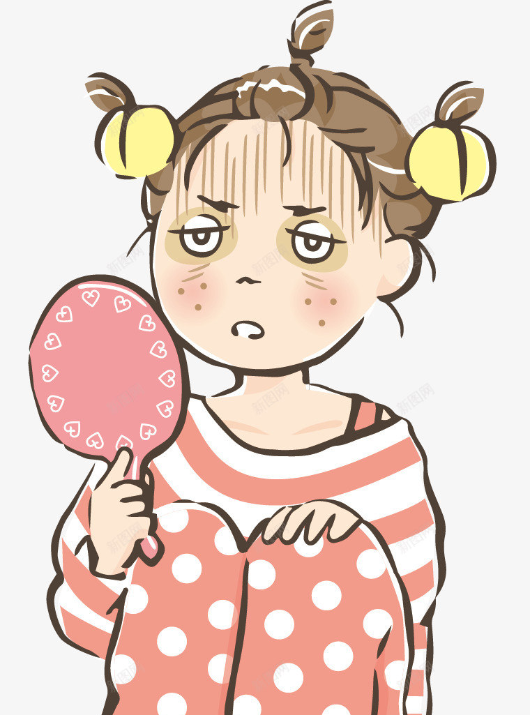 水彩卡通照镜子熬夜女孩矢量图ai免抠素材_新图网 https://ixintu.com 创意 卡通 女孩 手绘 水彩 照镜子 照镜子女生 熬夜 熬夜不脱发 熬夜女孩 熬夜工作 矢量图 设计 镜子 镜子里的人