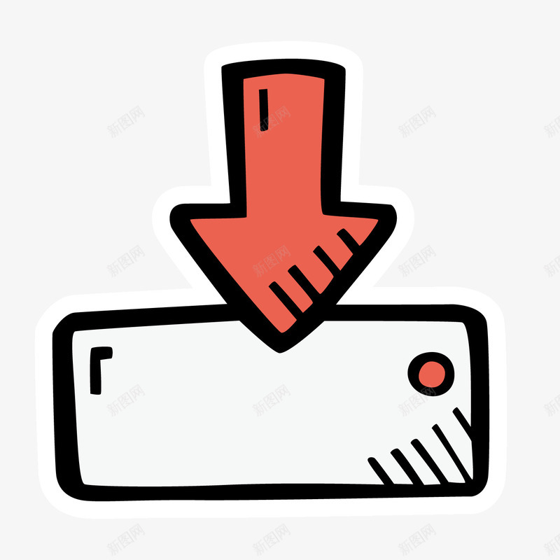 点击png免抠素材_新图网 https://ixintu.com 下载 圆角 手绘 点击 科技 箭头 红色 线稿