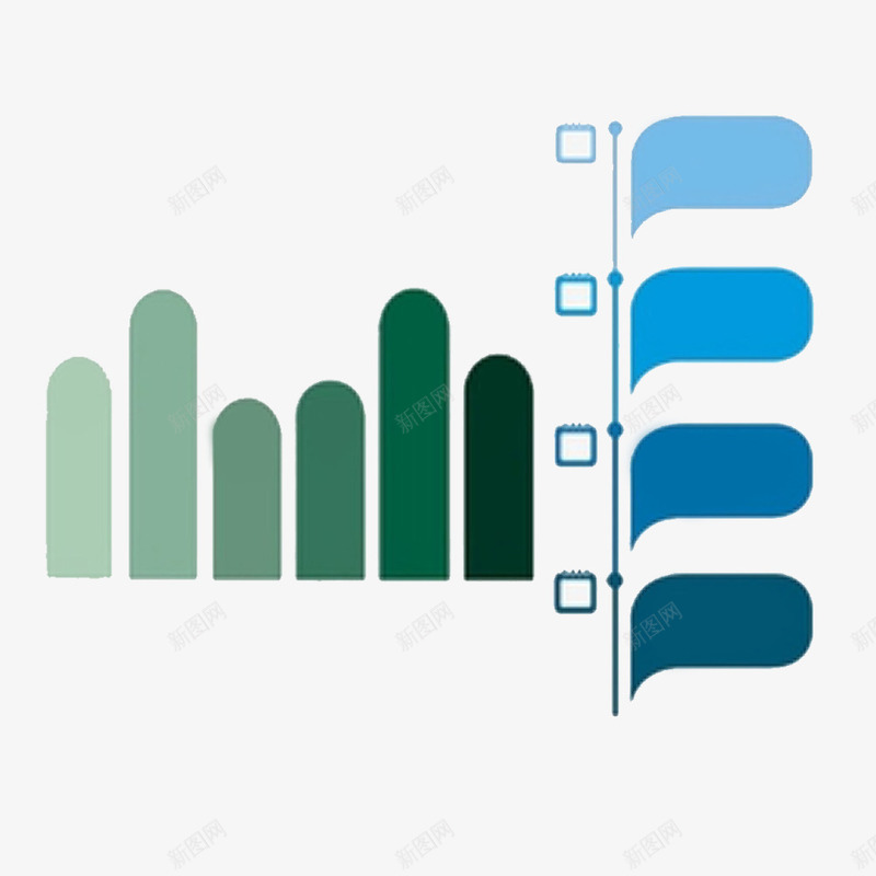 条形信息图表png免抠素材_新图网 https://ixintu.com PPT装饰透明PNG素材 信息图表 多边形免费PNG下载 工作总结装饰 年终总结素材 绿色 蓝色