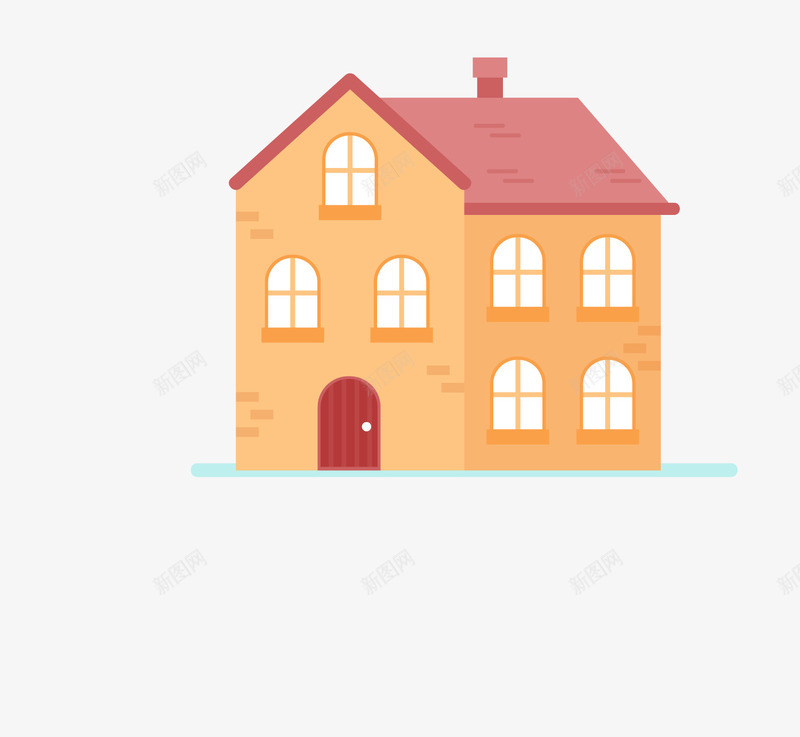 卡通房屋装饰插画广告扁平化图标png_新图网 https://ixintu.com 卡通建筑标识 卡通房子 居民区剪影 广告设计 建筑 房子 插画扁平化 简约房子 网页设计