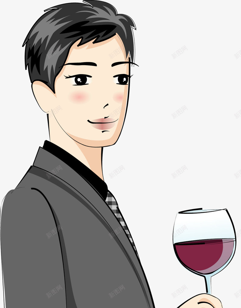 时尚商务男人png免抠素材_新图网 https://ixintu.com 不劝人喝酒 举杯 交际 卡通人物 商务人物 喝红酒的人 喝酒 应酬 手绘画 插画 饭局 饭桌文化