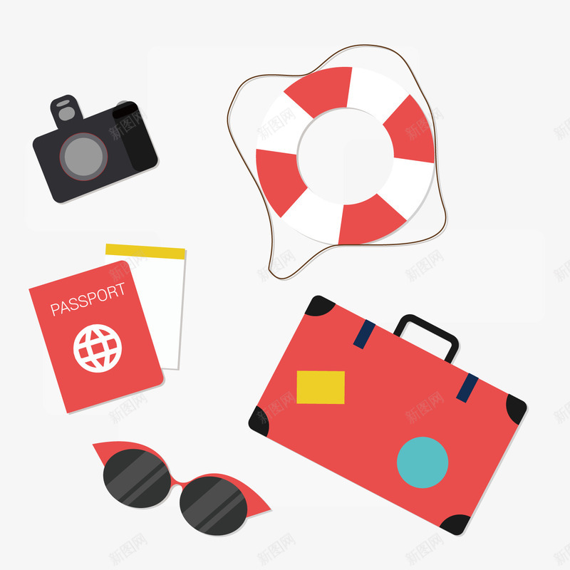 夏季度假矢量图ai免抠素材_新图网 https://ixintu.com 墨镜 夏季素材 密码箱 度假 矢量图
