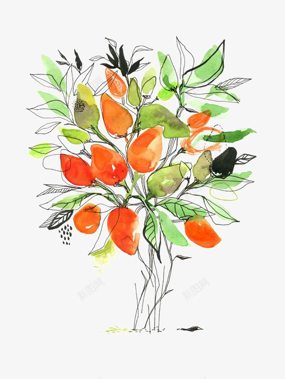 手绘水彩芒果png免抠素材_新图网 https://ixintu.com 卡通 手绘 插画 植物 水彩 水果 芒果