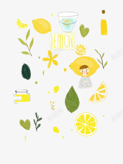 装饰png免抠素材_新图网 https://ixintu.com 健康 夏日 插画 柠檬 茶