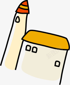 手绘可爱漫画房屋建筑png免抠素材_新图网 https://ixintu.com 可爱 建筑 房屋 漫画