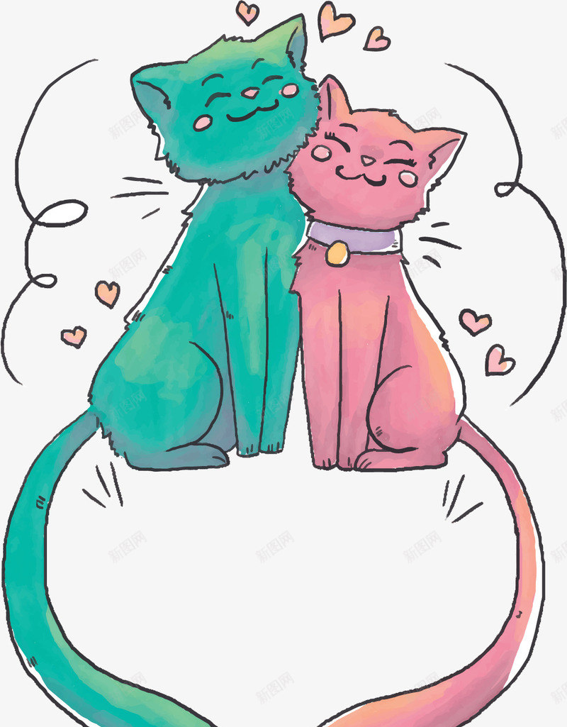 卡通手绘七夕节猫咪矢量图ai免抠素材_新图网 https://ixintu.com 七夕节 可爱猫咪 情人节 情侣 情侣猫咪 矢量png 矢量图