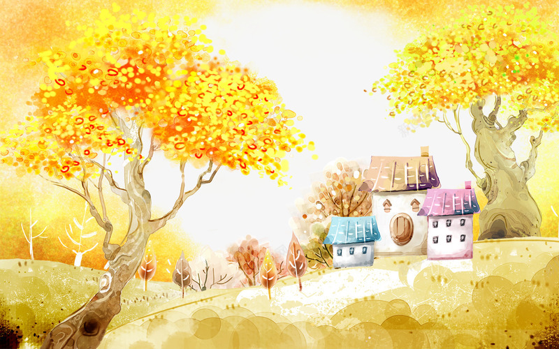 唯美秋季插画png免抠素材_新图网 https://ixintu.com 唯美树木卡通插画 秋季风景 艺术绘画