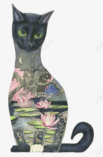 仙境梦幻元素猫png免抠素材_新图网 https://ixintu.com 动物 卡通 卡通图片 唯美 唯美素材 手绘 手绘素材 梦幻 梦幻图片 森林系 森林系图片 猫 素描 装饰