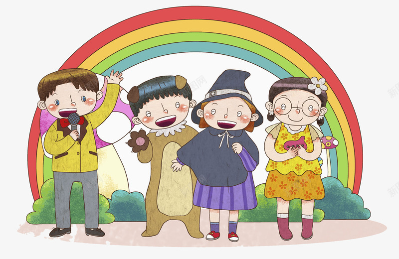 卡通人物png免抠素材_新图网 https://ixintu.com cosplay 儿童 卡通人物 小学生 小孩 彩虹 手绘平面 过节