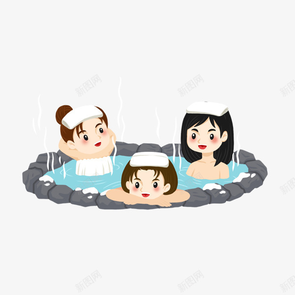 卡通手绘泡温泉的人png免抠素材_新图网 https://ixintu.com 卡通手绘泡温泉的人 手绘插画 泡温泉的人 洗澡