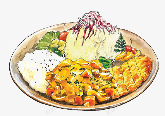 美食png免抠素材_新图网 https://ixintu.com 卡通 手绘 插画 文艺 日式 清新 盖浇饭 美食