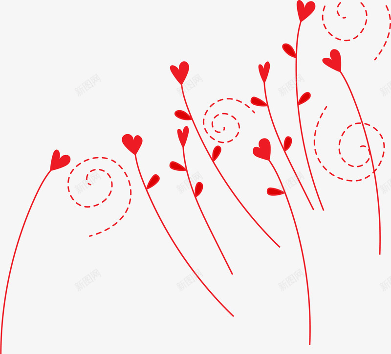 红色情人节爱心小草png免抠素材_新图网 https://ixintu.com LOVE 婚庆 情人节 情人节植物 浪漫 爱心小草 爱情