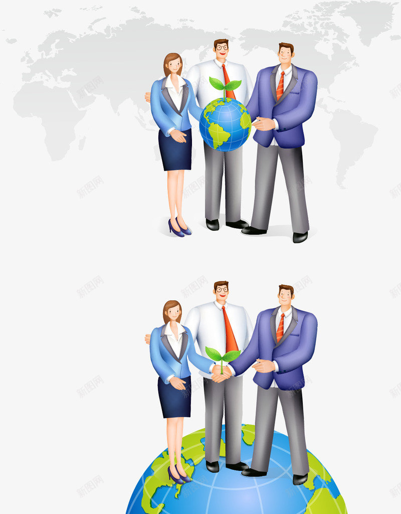 卡通人物商务插图握手合作png免抠素材_新图网 https://ixintu.com 两人握手 全球合作 卡通人物 卡通商务人物 商务插图 握手合作