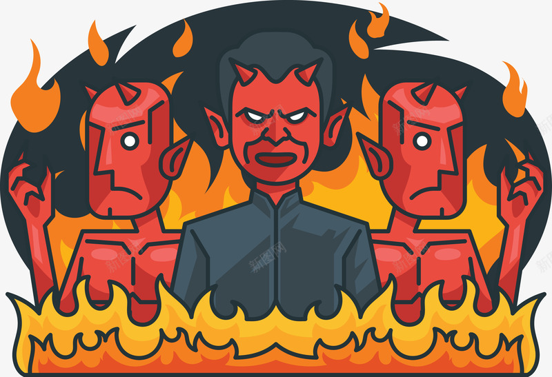 恐怖恶魔矢量图eps免抠素材_新图网 https://ixintu.com 恐怖 恶魔 火花 牛角 矢量PNG 衣领 颜色 矢量图