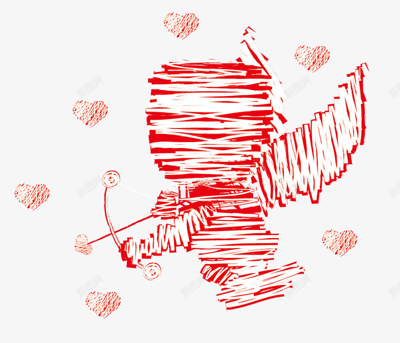 爱情针织毛线线圈粗糙png免抠素材_新图网 https://ixintu.com 一箭穿心 七夕 射箭 小天使 情人节 情人节素材 毛线 爱心 线圈 线稿