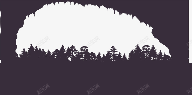 黑色简笔森林背景png免抠素材_新图网 https://ixintu.com 森林 简笔 背景 黑色
