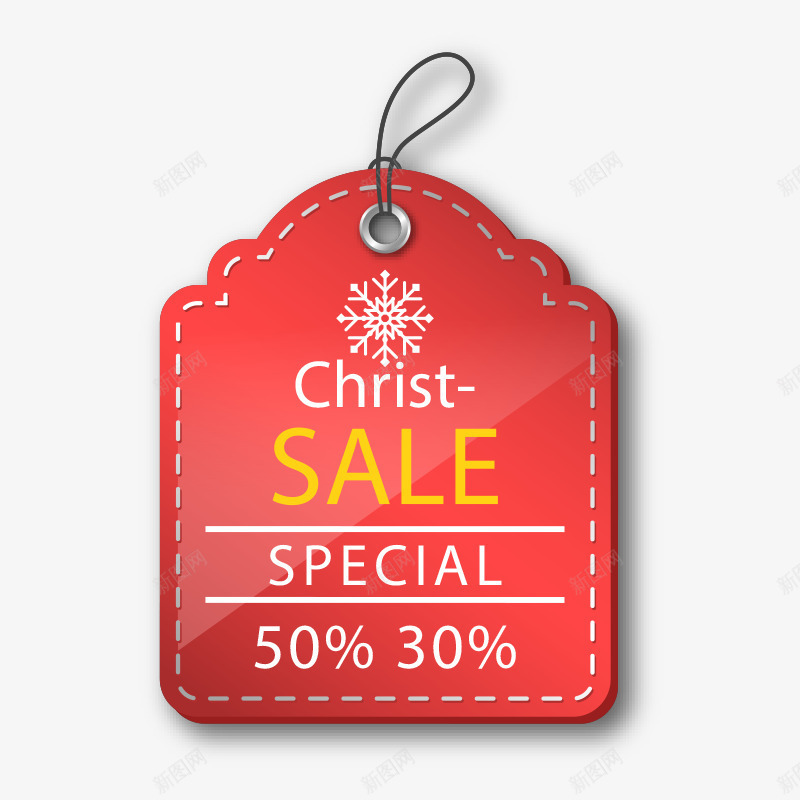 雪花图案的商品标签png免抠素材_新图网 https://ixintu.com 圆孔 数字 标签 百分比符号 绳子 雪花图案