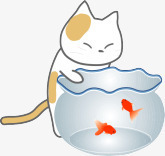 守望鱼缸外的猫png免抠素材_新图网 https://ixintu.com 喵 小金鱼 猫咪 鱼缸