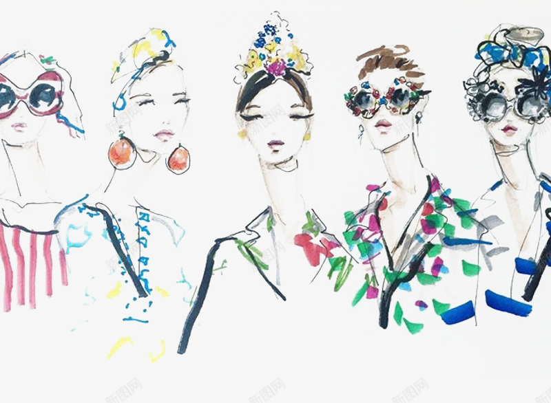 创意时尚服装插画稿png免抠素材_新图网 https://ixintu.com 女装设计稿 尚人像水彩插画 手绘时装设计图