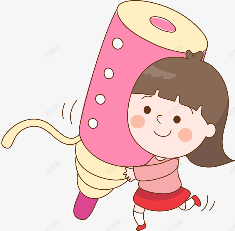 抱铅笔的女孩png免抠素材_新图网 https://ixintu.com AI 上学 儿童 卡通 可爱 可爱绘画女孩 女孩 学习 手绘 插画 文具 粉红 粉色 线条 铅笔