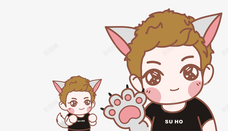 猫抓男孩png免抠素材_新图网 https://ixintu.com 可爱 小孩 猫抓 素材