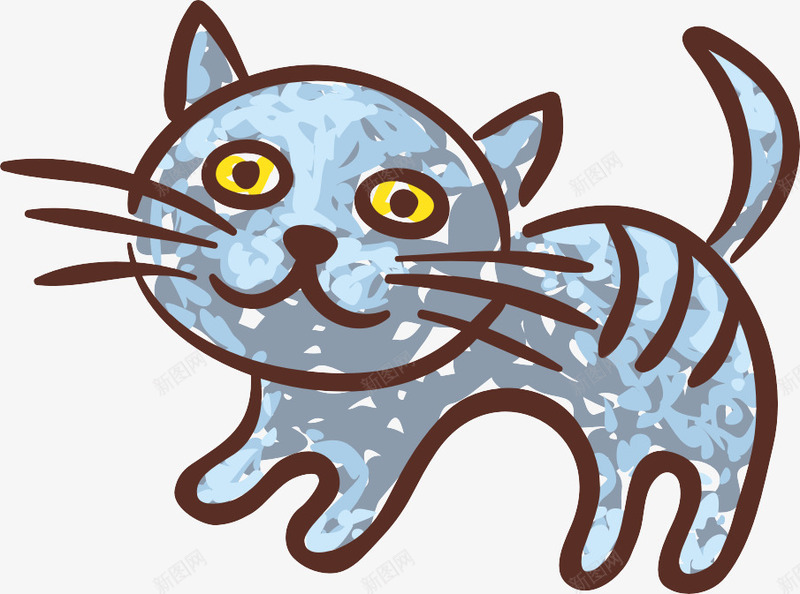 儿童手绘小猫矢量图eps免抠素材_新图网 https://ixintu.com 卡通 小猫 手绘 蓝色 矢量图