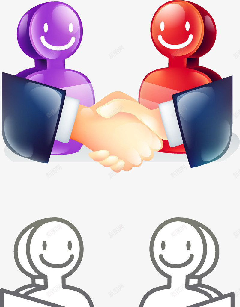 手绘握手png免抠素材_新图网 https://ixintu.com 两个人握手 两只手 冰释前嫌 友好 合作 四肢 手 握手 礼貌 言和 达成协议