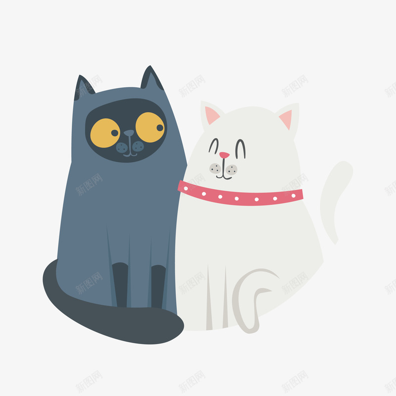 卡通扁平化成双成对猫咪矢量图eps免抠素材_新图网 https://ixintu.com 动物 卡通 可爱 图案 小清新 扁平化 简约 矢量图