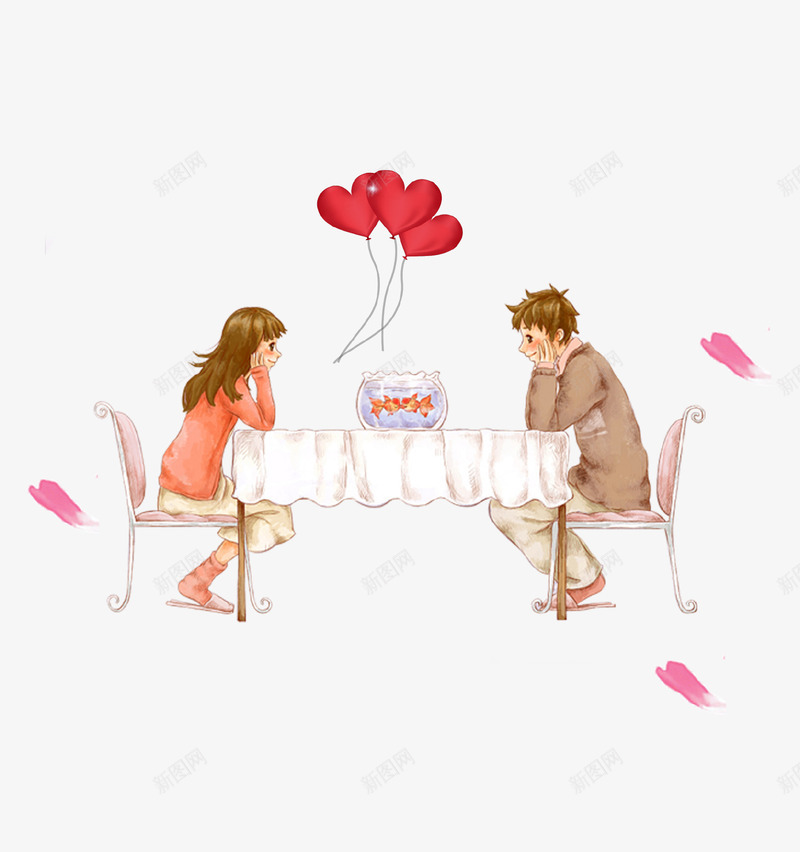 卡通浪漫情人节约会png免抠素材_新图网 https://ixintu.com 卡通 情人节 情侣 气球 浪漫 爱心 爱情 约会 面对面