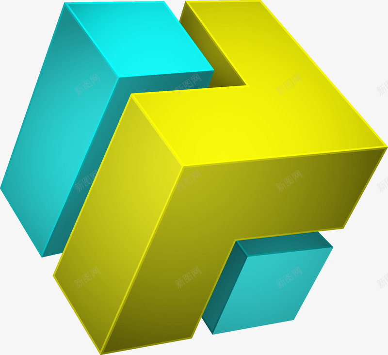 三维几何拼接正方体png免抠素材_新图网 https://ixintu.com 3D 三维几何 正方体 正方形 立体