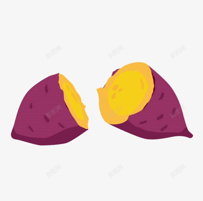 卡通手绘插画装饰食品紫薯红薯psd免抠素材_新图网 https/ixintu.