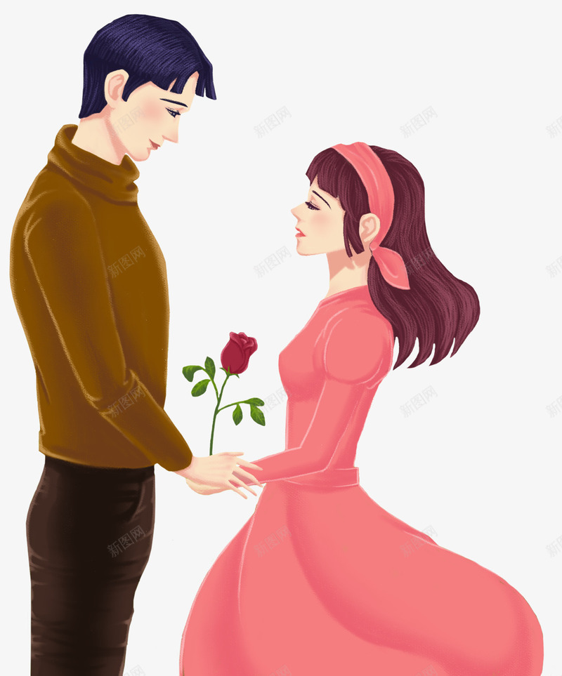 手绘情侣装饰插画png免抠素材_新图网 https://ixintu.com 情人节 情人节手绘插画 情侣 手绘 插画 装饰图案