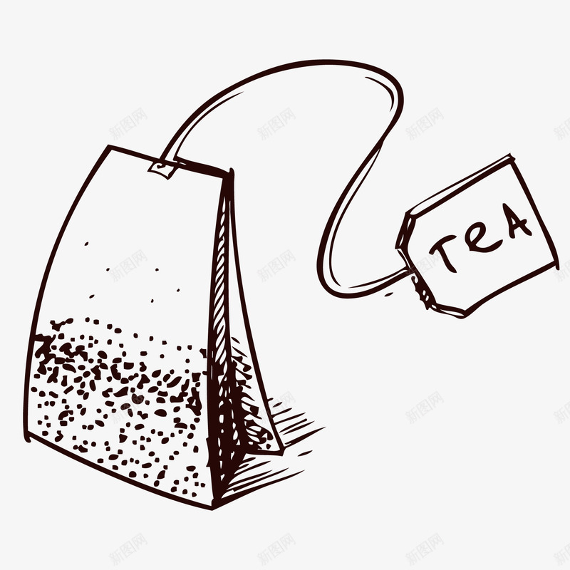 卡通手绘茶叶茶包png免抠素材_新图网 https://ixintu.com TEA 卡通 卡通图片 圆点 手绘 插画 曲线 点线面 简易插画 线条画 茶包 茶叶 茶袋 长方形 黑白