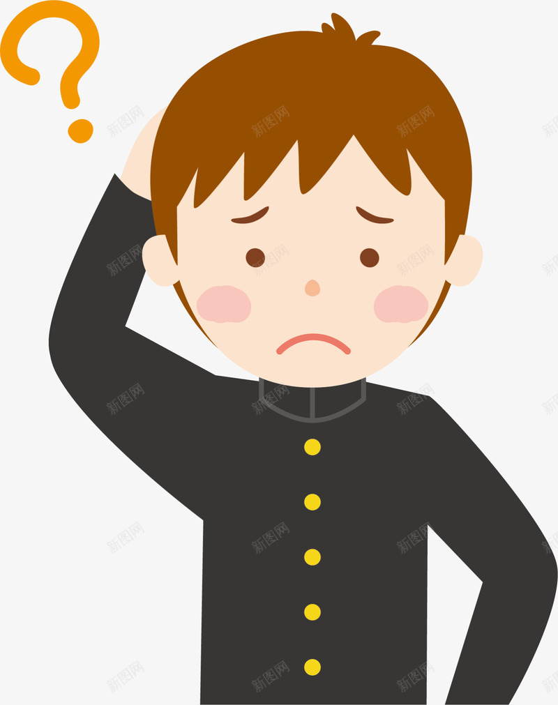 卡通疑问烦恼的男孩png免抠素材_新图网 https://ixintu.com 人物插画 卡通男孩 发问 可爱男孩 忧愁的男生 没有头绪 泄气 疑问的男生 装饰图案