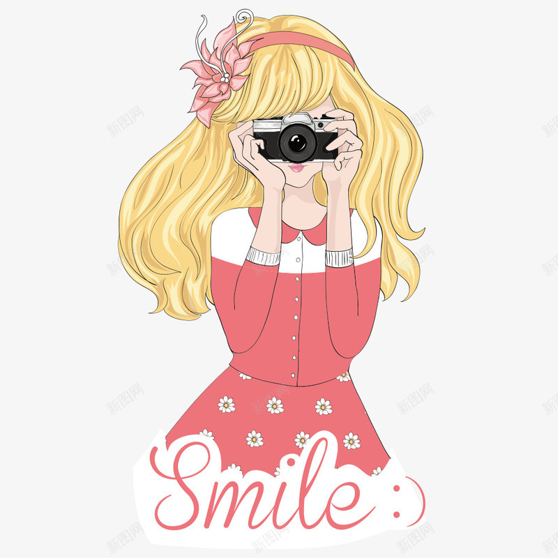 拍照美女png免抠素材_新图网 https://ixintu.com 卡通人物 可爱 女孩 少女 拍照 拍照小人 插画 照相