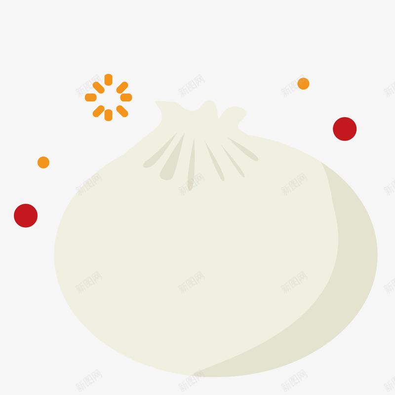 白色包子标图标png_新图网 https://ixintu.com 小包子 彩色底纹 扁平化 矢量图标 装饰图 食物
