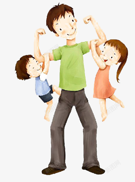 温馨家庭png免抠素材_新图网 https://ixintu.com 卡通 手绘 插画 温馨 父女 父子 玩耍