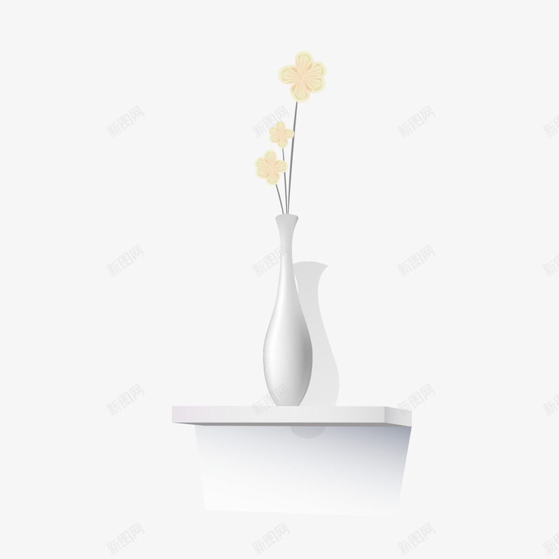 白色花瓶png免抠素材_新图网 https://ixintu.com 家庭装饰 白色 白色花瓶 花瓶 黄色花