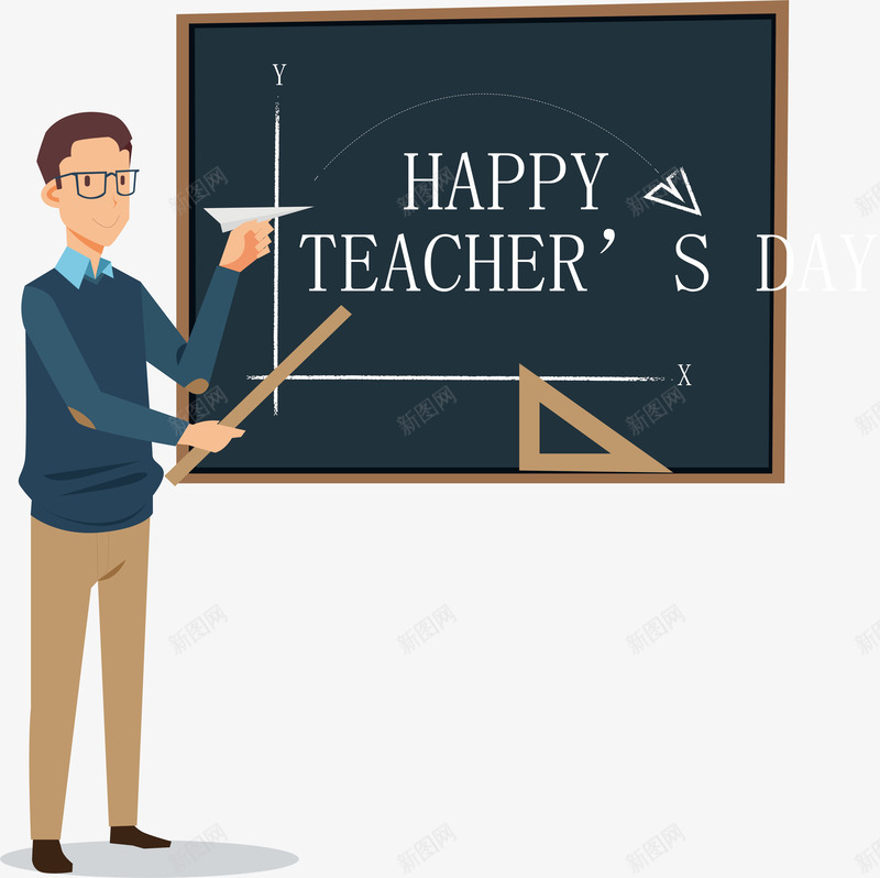 课堂上的老师png免抠素材_新图网 https://ixintu.com 插画 教学 教育 教育机构 精美 精美插画