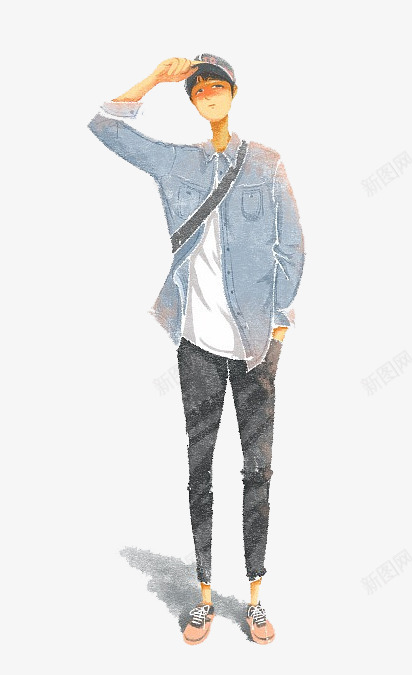 卡通男生png免抠素材_新图网 https://ixintu.com 卡通 彩色 手绘 水彩 牛仔外套 男生 装饰 阳光