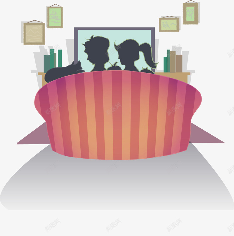 看电视的家庭人物png免抠素材_新图网 https://ixintu.com 一家人 家庭人物 沙发 看电视