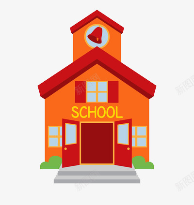 一座学校的大门png免抠素材_新图网 https://ixintu.com 校园 红色 铃声