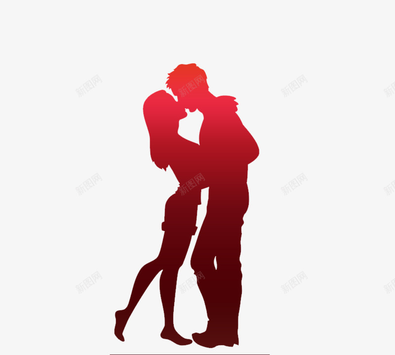 卡通手绘情侣亲吻剪影png免抠素材_新图网 https://ixintu.com 亲吻剪影 免抠情人节装饰 卡通 情侣 手绘 相拥的情侣 站立的情侣