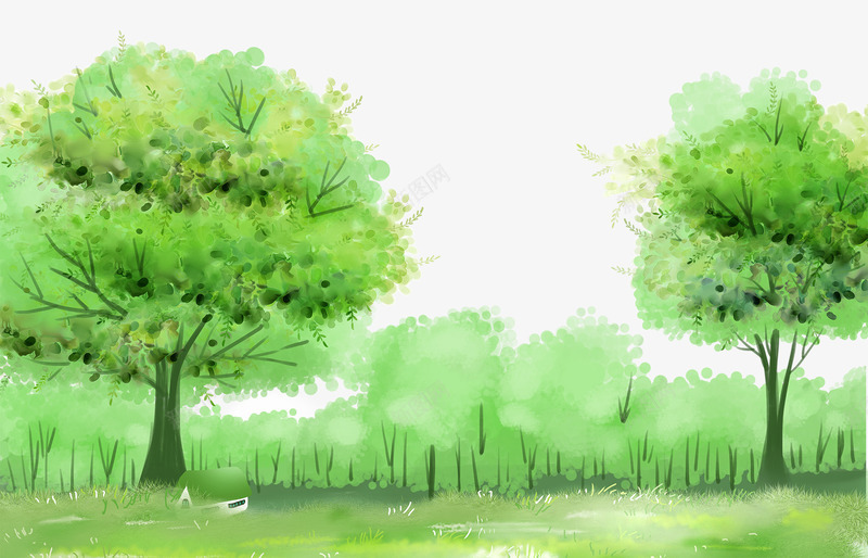 水彩水墨晕染春日风景插图png免抠素材_新图网 https://ixintu.com 春日 晕染 水墨 水彩 绿树与草地 风景插图