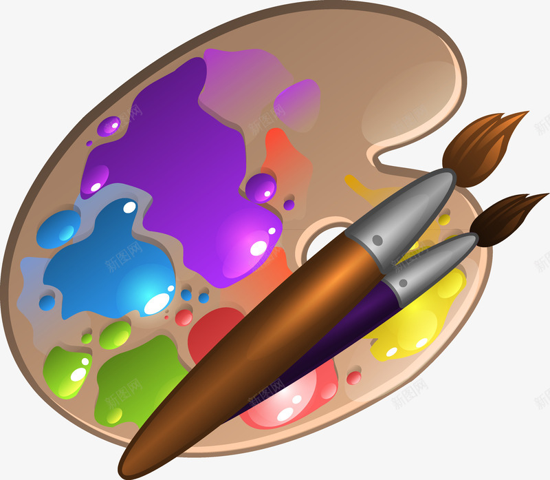 颜料版和画笔png免抠素材_新图网 https://ixintu.com school 儿童 卡通 学习 学校 学生 教育